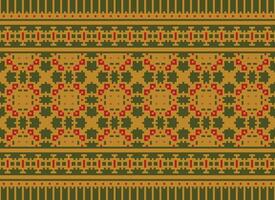 pixel korsa sy traditionell etnisk mönster paisley blomma ikat bakgrund abstrakt aztec afrikansk indonesiska indisk sömlös mönster för tyg skriva ut trasa klänning matta gardiner och sarong vektor