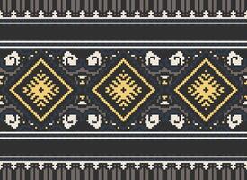 pixel korsa sy traditionell etnisk mönster paisley blomma ikat bakgrund abstrakt aztec afrikansk indonesiska indisk sömlös mönster för tyg skriva ut trasa klänning matta gardiner och sarong vektor