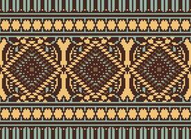 Pixel Kreuz Stich traditionell ethnisch Muster Paisley Blume Ikat Hintergrund abstrakt aztekisch afrikanisch indonesisch indisch nahtlos Muster zum Stoff drucken Stoff Kleid Teppich Vorhänge und Sarong vektor