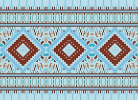 Pixel Kreuz Stich traditionell ethnisch Muster Paisley Blume Ikat Hintergrund abstrakt aztekisch afrikanisch indonesisch indisch nahtlos Muster zum Stoff drucken Stoff Kleid Teppich Vorhänge und Sarong vektor