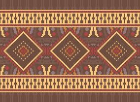 pixel korsa sy traditionell etnisk mönster paisley blomma ikat bakgrund abstrakt aztec afrikansk indonesiska indisk sömlös mönster för tyg skriva ut trasa klänning matta gardiner och sarong vektor