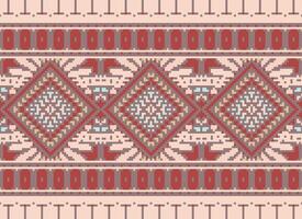 Pixel Kreuz Stich traditionell ethnisch Muster Paisley Blume Ikat Hintergrund abstrakt aztekisch afrikanisch indonesisch indisch nahtlos Muster zum Stoff drucken Stoff Kleid Teppich Vorhänge und Sarong vektor