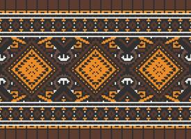 Pixel Kreuz Stich traditionell ethnisch Muster Paisley Blume Ikat Hintergrund abstrakt aztekisch afrikanisch indonesisch indisch nahtlos Muster zum Stoff drucken Stoff Kleid Teppich Vorhänge und Sarong vektor