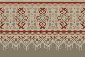 pixel korsa sy traditionell etnisk mönster paisley blomma ikat bakgrund abstrakt aztec afrikansk indonesiska indisk sömlös mönster för tyg skriva ut trasa klänning matta gardiner och sarong vektor