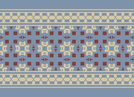 pixel korsa sy traditionell etnisk mönster paisley blomma ikat bakgrund abstrakt aztec afrikansk indonesiska indisk sömlös mönster för tyg skriva ut trasa klänning matta gardiner och sarong vektor