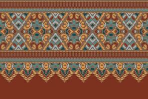 pixel korsa sy traditionell etnisk mönster paisley blomma ikat bakgrund abstrakt aztec afrikansk indonesiska indisk sömlös mönster för tyg skriva ut trasa klänning matta gardiner och sarong vektor