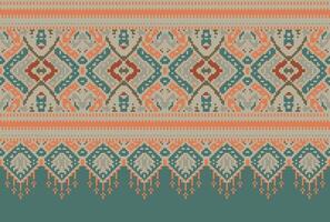 Pixel Kreuz Stich traditionell ethnisch Muster Paisley Blume Ikat Hintergrund abstrakt aztekisch afrikanisch indonesisch indisch nahtlos Muster zum Stoff drucken Stoff Kleid Teppich Vorhänge und Sarong vektor