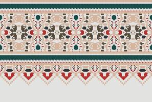 pixel korsa sy mönster med blommig mönster. traditionell korsa sy handarbete. geometrisk etnisk mönster, broderi, textil- ornament, tyg, hand sys mönster, kulturell söm vektor