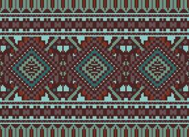 Pixel Kreuz Stich traditionell ethnisch Muster Paisley Blume Ikat Hintergrund abstrakt aztekisch afrikanisch indonesisch indisch nahtlos Muster zum Stoff drucken Stoff Kleid Teppich Vorhänge und Sarong vektor