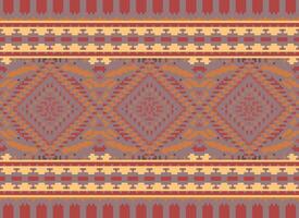 pixel korsa sy traditionell etnisk mönster paisley blomma ikat bakgrund abstrakt aztec afrikansk indonesiska indisk sömlös mönster för tyg skriva ut trasa klänning matta gardiner och sarong vektor