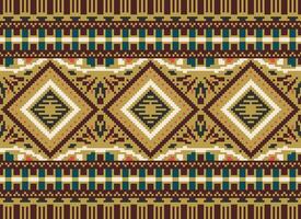 pixel korsa sy traditionell etnisk mönster paisley blomma ikat bakgrund abstrakt aztec afrikansk indonesiska indisk sömlös mönster för tyg skriva ut trasa klänning matta gardiner och sarong vektor