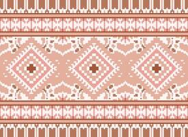 pixel korsa sy traditionell etnisk mönster paisley blomma ikat bakgrund abstrakt aztec afrikansk indonesiska indisk sömlös mönster för tyg skriva ut trasa klänning matta gardiner och sarong vektor