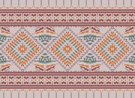 pixel korsa sy traditionell etnisk mönster paisley blomma ikat bakgrund abstrakt aztec afrikansk indonesiska indisk sömlös mönster för tyg skriva ut trasa klänning matta gardiner och sarong vektor