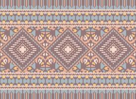 pixel korsa sy traditionell etnisk mönster paisley blomma ikat bakgrund abstrakt aztec afrikansk indonesiska indisk sömlös mönster för tyg skriva ut trasa klänning matta gardiner och sarong vektor