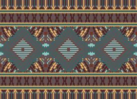 pixel korsa sy traditionell etnisk mönster paisley blomma ikat bakgrund abstrakt aztec afrikansk indonesiska indisk sömlös mönster för tyg skriva ut trasa klänning matta gardiner och sarong vektor