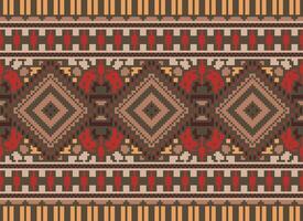 pixel korsa sy traditionell etnisk mönster paisley blomma ikat bakgrund abstrakt aztec afrikansk indonesiska indisk sömlös mönster för tyg skriva ut trasa klänning matta gardiner och sarong vektor