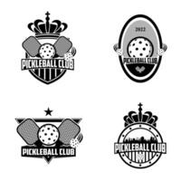 Pickleball Logo Sammlung, Emblem einstellen Sammlungen. Pickleball Logo Abzeichen Vorlage bündeln vektor