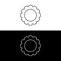 Ausrüstung Symbol, Zahn Rad, Motor Kreis, dünn Linie Netz Symbol auf Weiß und schwarz Hintergrund vektor