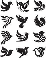 ai genererad uppsättning av fåglar vektor silhuetter för logotyp ClipArt design begrepp, isolerat på en vit bakgrund