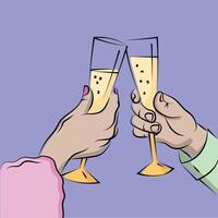 rostat bröd champagne glasögon födelsedag illustrationer vektor