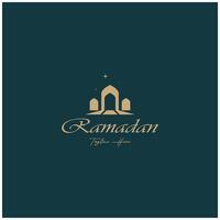 ramadan mubarak logotyp med lykta element, halvmåne måne och stjärna moské byggnad, islamic kalligrafi mönster, för företag, arkitektur, muslimer, eid, eid kort, islamic utbildning vektor