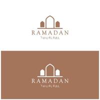 Ramadan Mubarak Logo mit Laterne Elemente, Halbmond Mond und Star Moschee Gebäude, islamisch Kalligraphie Muster, zum Geschäft, die Architektur, Muslime, eid, eid Karten, islamisch Bildung vektor