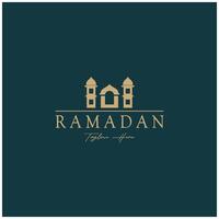 Ramadan Mubarak Logo mit Laterne Elemente, Halbmond Mond und Star Moschee Gebäude, islamisch Kalligraphie Muster, zum Geschäft, die Architektur, Muslime, eid, eid Karten, islamisch Bildung vektor