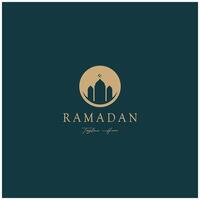 Ramadan Mubarak Logo mit Laterne Elemente, Halbmond Mond und Star Moschee Gebäude, islamisch Kalligraphie Muster, zum Geschäft, die Architektur, Muslime, eid, eid Karten, islamisch Bildung vektor