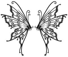 Schmetterling Flügel schwarz Tinte, Insekt Vektor Illustration