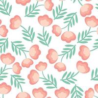 sömlös mönster med söt tecknad serie rosa blommor för tyg skriva ut, textil, gåva omslag papper. barns färgrik vektor, platt stil vektor