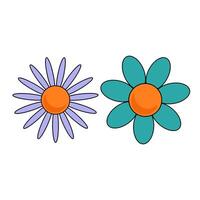 blommor. vektor illustration av blommor i en trendig retro stil på en vit bakgrund. blomma ikoner i häftig stil.