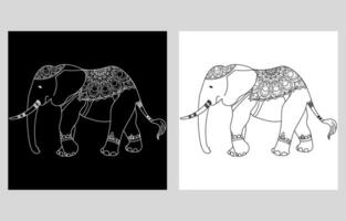 Elefant mit Mandala Linien auf ein Weiß Hintergrund dekorativ Grafik Elemente Muster auf Hose und Stoff vektor