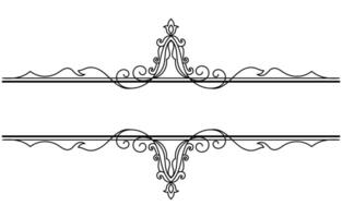 blomma gräns dekorativ design element bröllop banderoller, ramar, etiketter, svart rader på vit. vektor