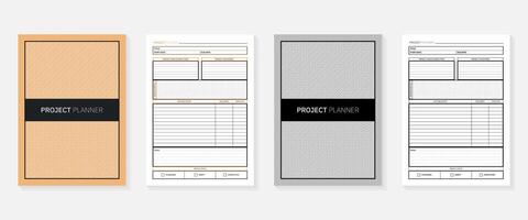 projekt planerare sidor med omslag svart och vit och färgrik design. vektor