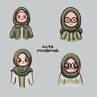 süß Muslim Mädchen Charakter Design Karikatur Mädchen Benutzerbild vektor