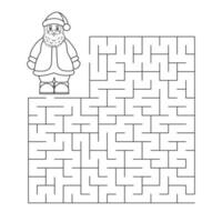 svart och vit vektor illustration. barn s pedagogisk spel upptäckt de rätt sätt. jul labyrint är en pussel. färg bok. barn s hjälp santa claus hitta de sätt