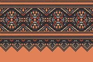 pixel korsa sy mönster med blommig mönster. traditionell korsa sy handarbete. geometrisk etnisk mönster, broderi, textil- ornament, tyg, hand sys mönster, kulturell söm vektor