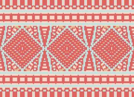 Pixel Kreuz Stich traditionell ethnisch Muster Paisley Blume Ikat Hintergrund abstrakt aztekisch afrikanisch indonesisch indisch nahtlos Muster zum Stoff drucken Stoff Kleid Teppich Vorhänge und Sarong vektor