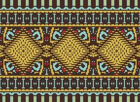 pixel korsa sy traditionell etnisk mönster paisley blomma ikat bakgrund abstrakt aztec afrikansk indonesiska indisk sömlös mönster för tyg skriva ut trasa klänning matta gardiner och sarong vektor