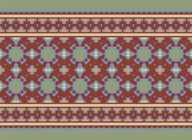 pixel korsa sy traditionell etnisk mönster paisley blomma ikat bakgrund abstrakt aztec afrikansk indonesiska indisk sömlös mönster för tyg skriva ut trasa klänning matta gardiner och sarong vektor