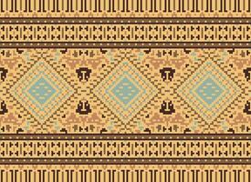 pixel korsa sy traditionell etnisk mönster paisley blomma ikat bakgrund abstrakt aztec afrikansk indonesiska indisk sömlös mönster för tyg skriva ut trasa klänning matta gardiner och sarong vektor