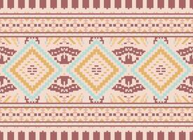 Pixel Kreuz Stich traditionell ethnisch Muster Paisley Blume Ikat Hintergrund abstrakt aztekisch afrikanisch indonesisch indisch nahtlos Muster zum Stoff drucken Stoff Kleid Teppich Vorhänge und Sarong vektor