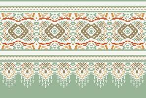 Pixel Kreuz Stich traditionell ethnisch Muster Paisley Blume Ikat Hintergrund abstrakt aztekisch afrikanisch indonesisch indisch nahtlos Muster zum Stoff drucken Stoff Kleid Teppich Vorhänge und Sarong vektor