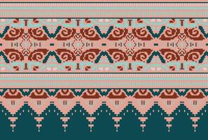 pixel korsa sy traditionell etnisk mönster paisley blomma ikat bakgrund abstrakt aztec afrikansk indonesiska indisk sömlös mönster för tyg skriva ut trasa klänning matta gardiner och sarong vektor
