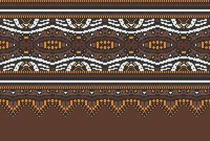 Pixel Kreuz Stich traditionell ethnisch Muster Paisley Blume Ikat Hintergrund abstrakt aztekisch afrikanisch indonesisch indisch nahtlos Muster zum Stoff drucken Stoff Kleid Teppich Vorhänge und Sarong vektor