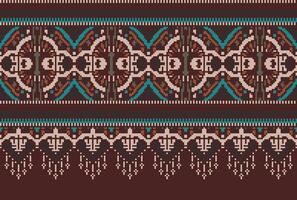 pixel korsa sy traditionell etnisk mönster paisley blomma ikat bakgrund abstrakt aztec afrikansk indonesiska indisk sömlös mönster för tyg skriva ut trasa klänning matta gardiner och sarong vektor