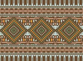 Pixel Kreuz Stich traditionell ethnisch Muster Paisley Blume Ikat Hintergrund abstrakt aztekisch afrikanisch indonesisch indisch nahtlos Muster zum Stoff drucken Stoff Kleid Teppich Vorhänge und Sarong vektor