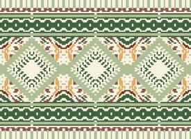 pixel korsa sy traditionell etnisk mönster paisley blomma ikat bakgrund abstrakt aztec afrikansk indonesiska indisk sömlös mönster för tyg skriva ut trasa klänning matta gardiner och sarong vektor