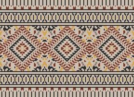 Pixel Kreuz Stich traditionell ethnisch Muster Paisley Blume Ikat Hintergrund abstrakt aztekisch afrikanisch indonesisch indisch nahtlos Muster zum Stoff drucken Stoff Kleid Teppich Vorhänge und Sarong vektor