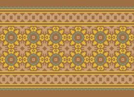 korsa sy mönster med blommig mönster. traditionell korsa sy handarbete. geometrisk etnisk mönster, broderi, textil- ornament, tyg, hand sys mönster, kulturell söm pixel konst. vektor